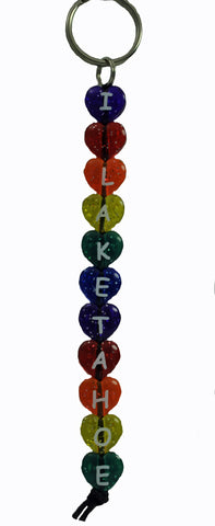 Souvenir Keychain Heart Beaded I Love Lake Tahoe