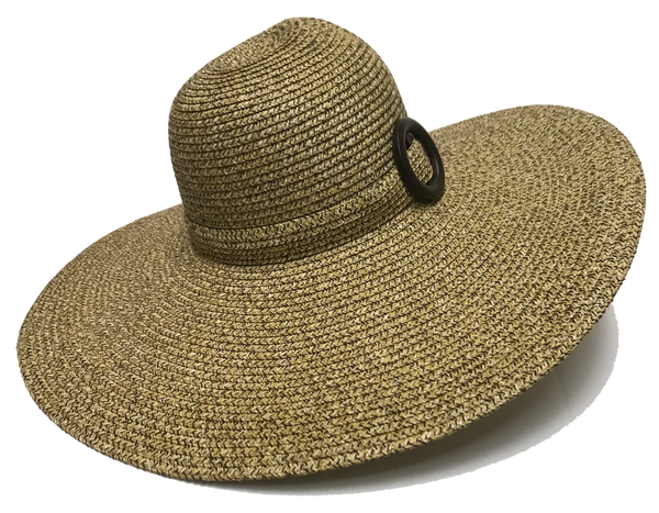 Fashion Hats Ladies Belted Band Hollywood Big Brim Natural Swinger, Brown