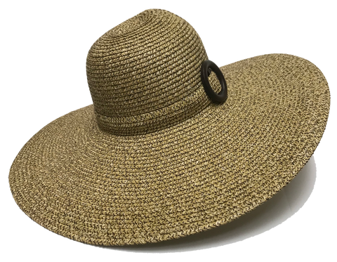 Fashion Hats Ladies Belted Band Hollywood Big Brim Natural Swinger, Brown