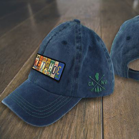 Souvenir Ball Cap Denim License Plate, Lake Tahoe