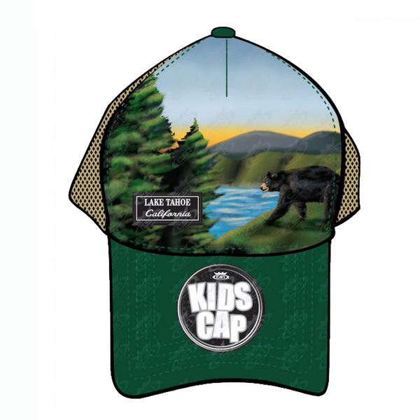 Souvenir Ball Cap Kids Airbrush Mountain Bear Mesh, Lake Tahoe