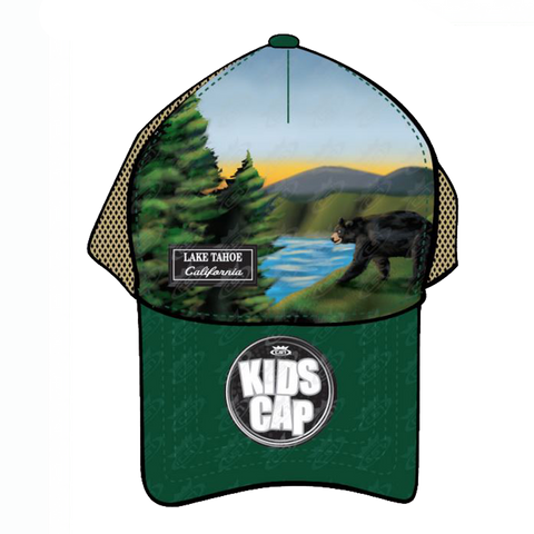 Souvenir Ball Cap Kids Airbrush Mountain Bear Mesh, Lake Tahoe