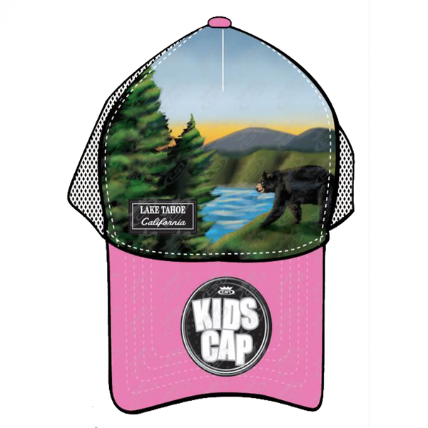 Souvenir Ball Cap Kids Airbrush Mountain Bear Mesh, Lake Tahoe