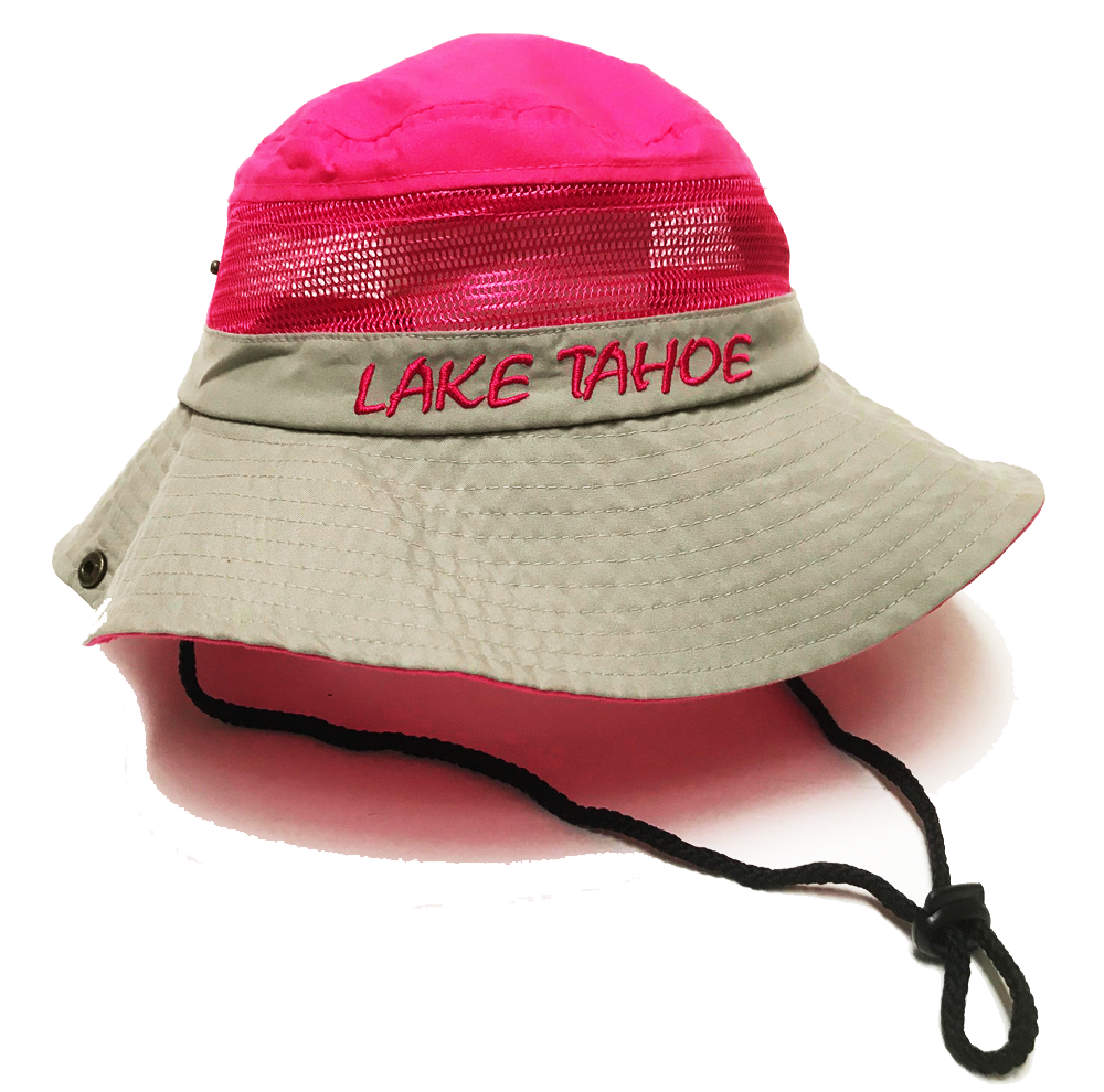 Beach Hat Souvenir Adult Ladies Mesh Canvas Bucket Hat, Lake Tahoe