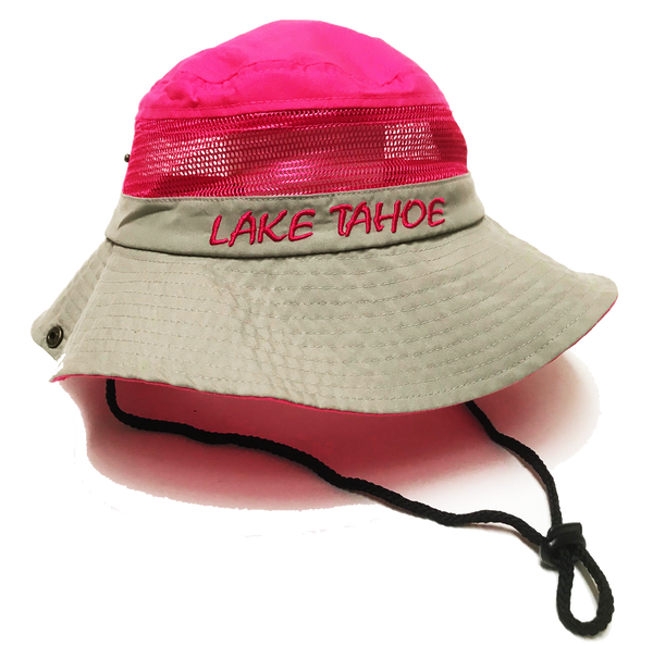 Beach Hat Souvenir Adult Ladies Mesh Canvas Bucket Hat, Lake Tahoe, Assorted