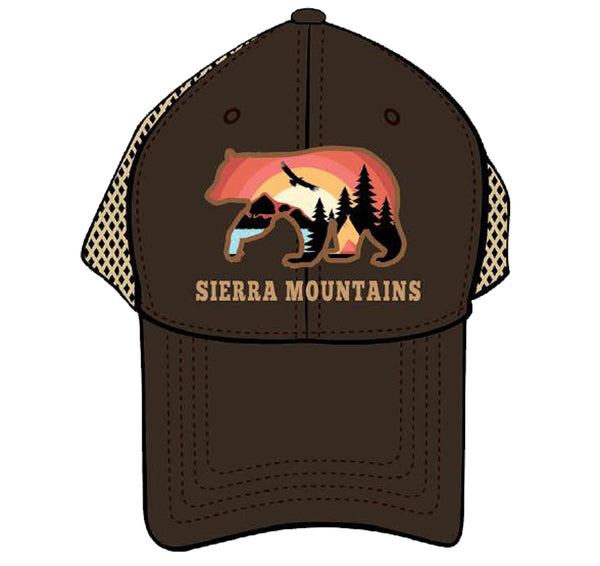 Souvenir Ball Cap Sunrise Bear, Orange, Brown, Lake Tahoe