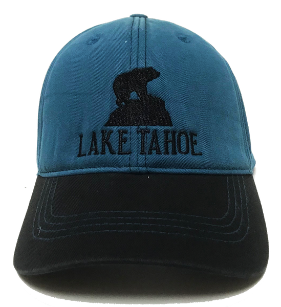 Souvenir Ball Cap Bear Rock 2-Tone All Fabric Padded Crown, Lake Tahoe, Assorted