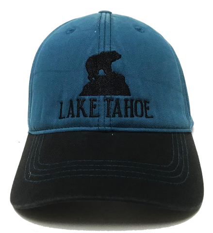 Souvenir Ball Cap Bear Rock 2-Tone All Fabric Padded Crown, Lake Tahoe, Assorted