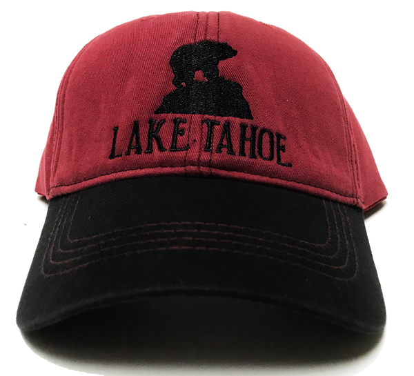 Souvenir Ball Cap Bear Rock 2-Tone All Fabric Padded Crown, Lake Tahoe, Assorted