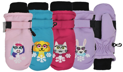 Winter Mitten Toddler 2-4 Embroidered Ski Mitten, Girls