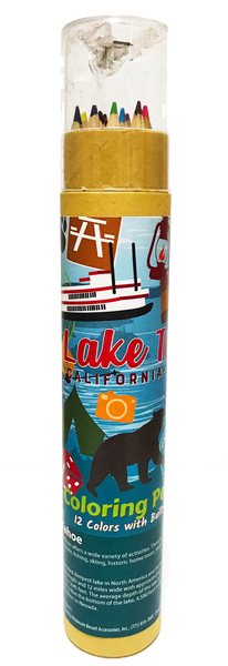 Souvenir Postcard Pack Colorable Scenes of Lake Tahoe, and Pencil Set