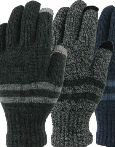 Men's Marled Acrylic Knit Touchscreen Gloves