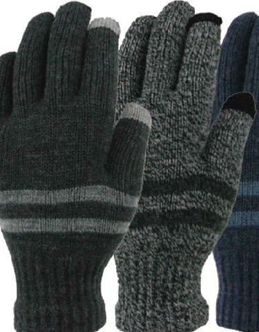 Men's Marled Acrylic Knit Touchscreen Gloves