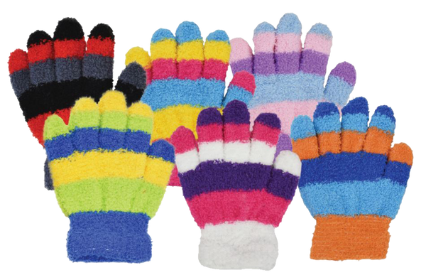 Winter Gloves-Kid's Magic Gloves, Cozy Yarn Stripe 2-4