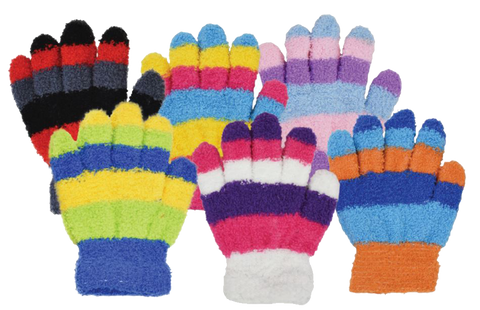 Winter Gloves-Kid's Magic Gloves, Cozy Yarn Stripe 2-4