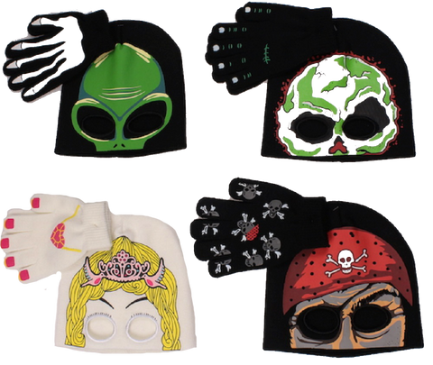 Winter-Hats Kids Glow-in-the-Dark Costume Mask Hat & Glove Set