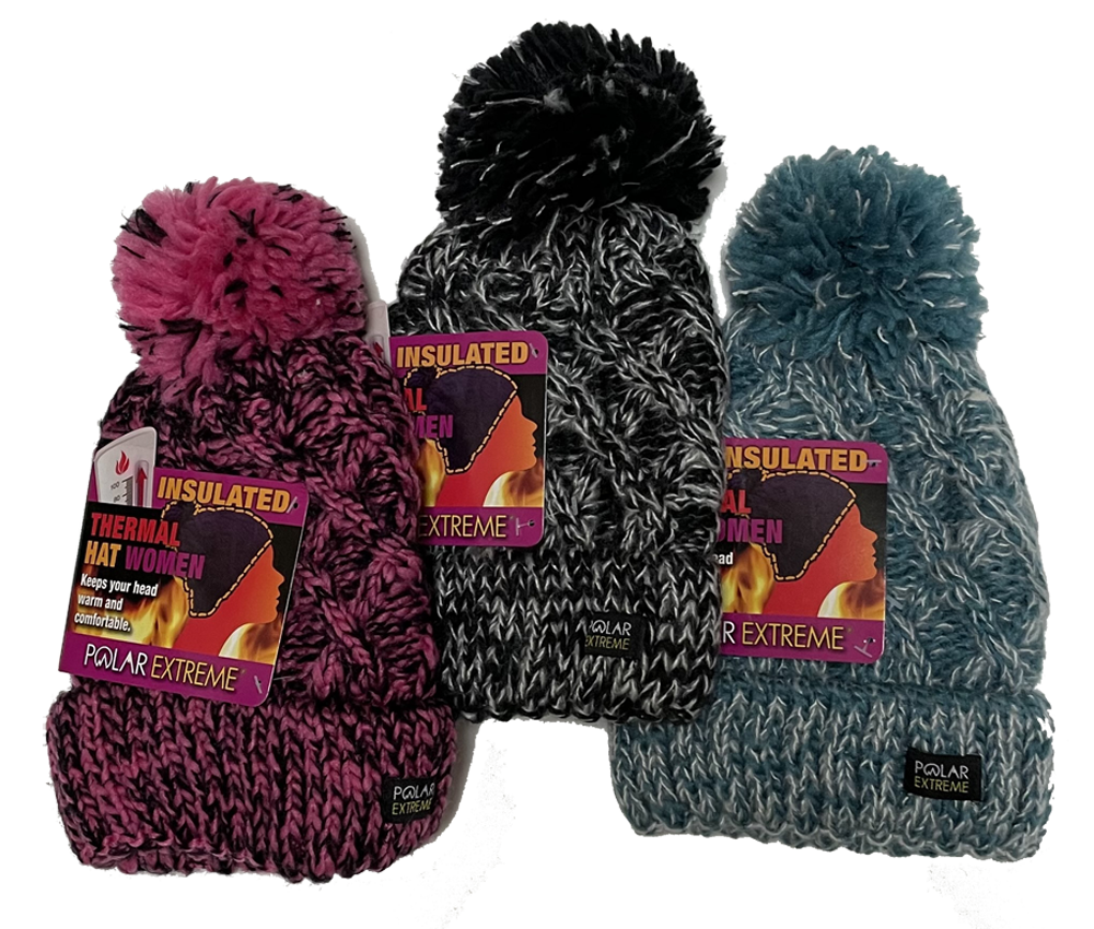 Winter Hats Ladies Polar Extreme Lined Diamond Pom Hat Wholesale