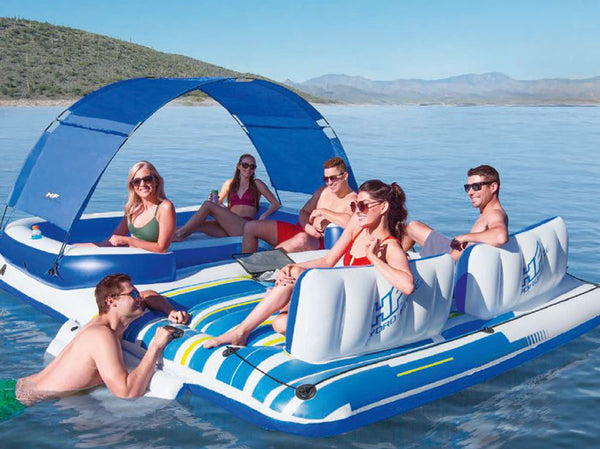Inflatables and Rafts Bestway Hydro Force Mega Tropical Breeze Lounge Six Person 153" x 108" Floating Island