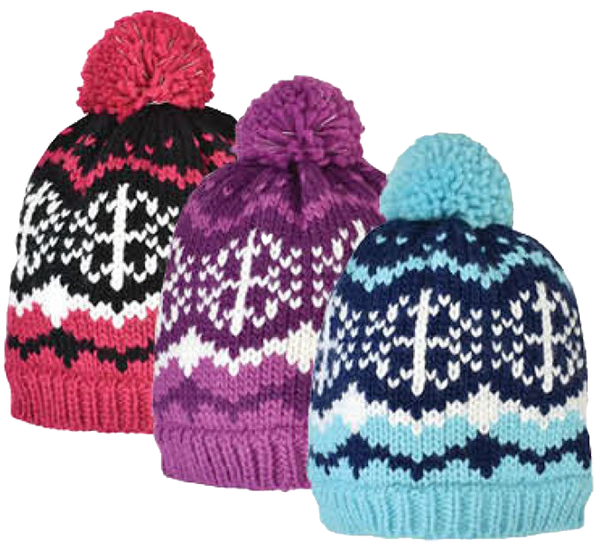 Winter-Hats Girls Cable Knit with Oversized Pom Hat