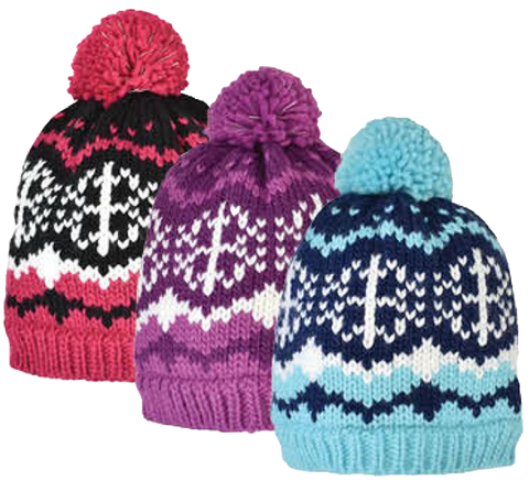 Winter-Hats Girls Cable Knit with Oversized Pom Hat