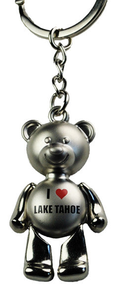 Souvenir Keychain Silver Jointed Bear I Love Lake Tahoe