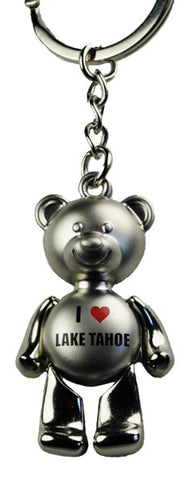 Souvenir Keychain Silver Jointed Bear I Love Lake Tahoe