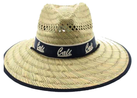 Natural and Neutral Hats Adult California Band Rush Straw Lifeguard Hat, "Cali", Bear