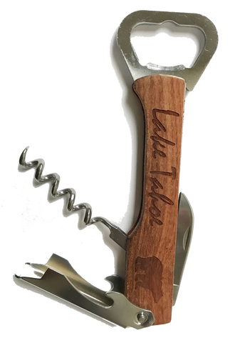 Souvenir Cork Screw Etched Engraved Wood Lake Tahoe
