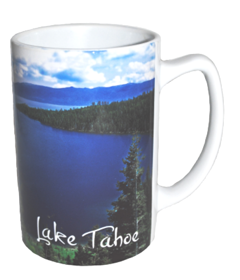 Souvenir Mug Tall White Scenic Photo Lake Tahoe