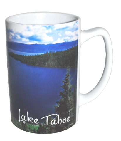 Souvenir Mug Tall White Scenic Photo Lake Tahoe