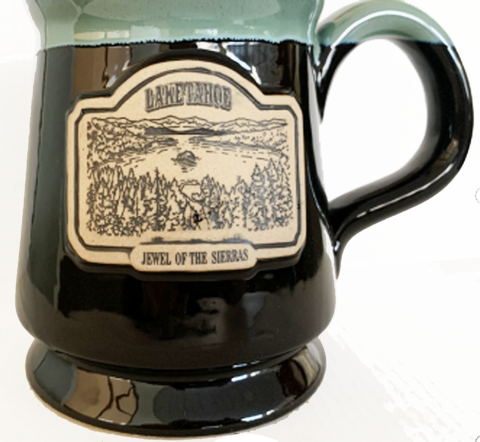 Souvenir Mug Etched Emerald Bay Pottery, Lake Tahoe