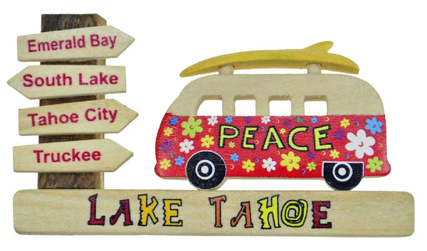 Souvenir Magnet Peace Van & Surf Board Lake Tahoe