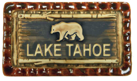 Souvenir Magnet Rustic Stoneware Wood-Look Bear Lake Tahoe