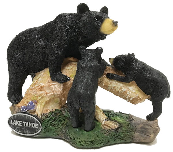 Souvenir Statue Bear Family Lake Tahoe Resin Statue-Horizontal