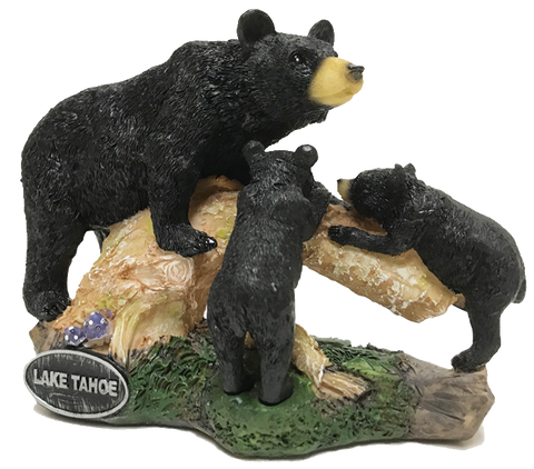 Souvenir Statue Bear Family Lake Tahoe Resin Statue-Horizontal