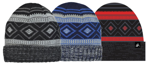 Winter-Hats Men's Fleece Lined Retro Diamond Cuff