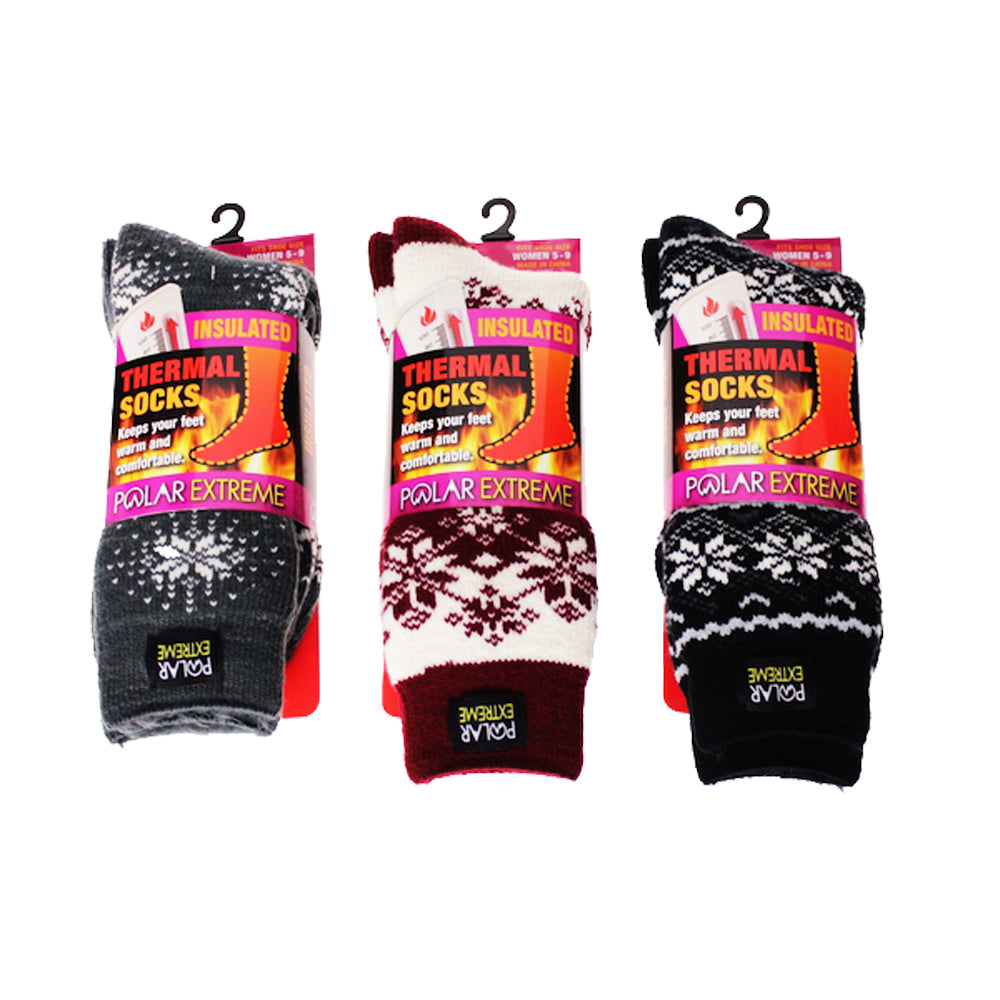 Socks-Ladies Polar Extreme Thermal Heat Sock, Fairisle
