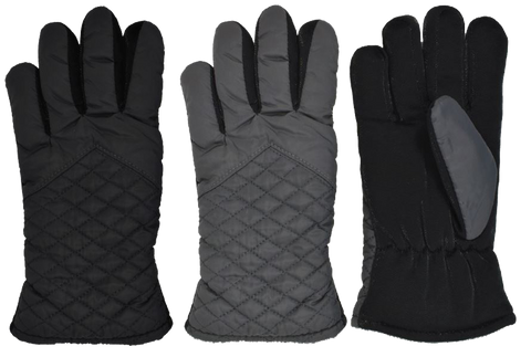 Winter Gloves-Commuter Ladies Quilted Glove, Black, Grey, Sm-L