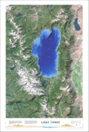 Souvenir Poster Aerial Lake Tahoe Topography Map Poster