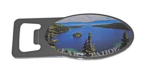 Souvenir Magnet Oval Bottle Opener Scenic Photo Lake Tahoe