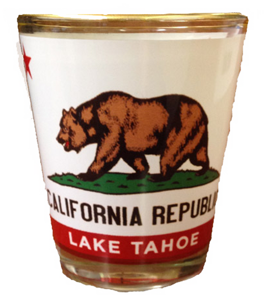 Souvenir Shot Glass California Republic Flag, Lake Tahoe