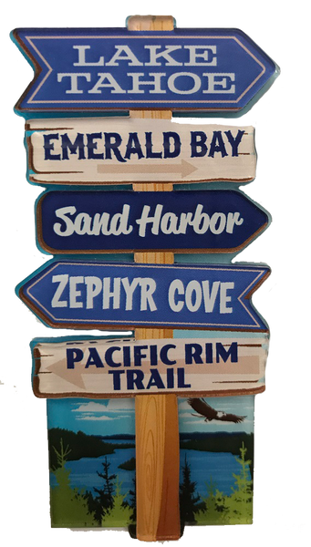 Souvenir Magnet Historic Directional Sign Post Magnet of Lake Tahoe