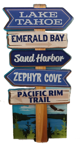 Souvenir Magnet Historic Directional Sign Post Magnet of Lake Tahoe