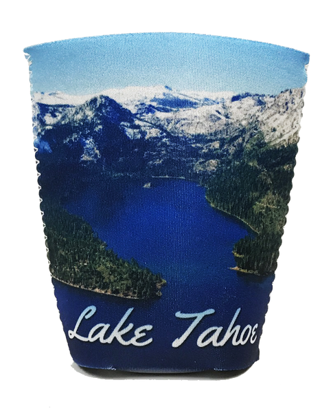 Souvenir Can Cooler Dual Sided Lake Tahoe Photo & California Republic Flag Neoprene Can Cooler