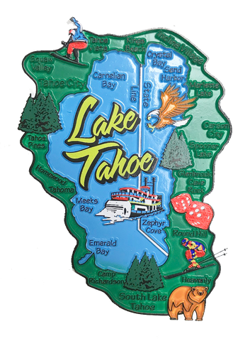 Souvenir Magnet Sites & Scenes Map of Lake Tahoe