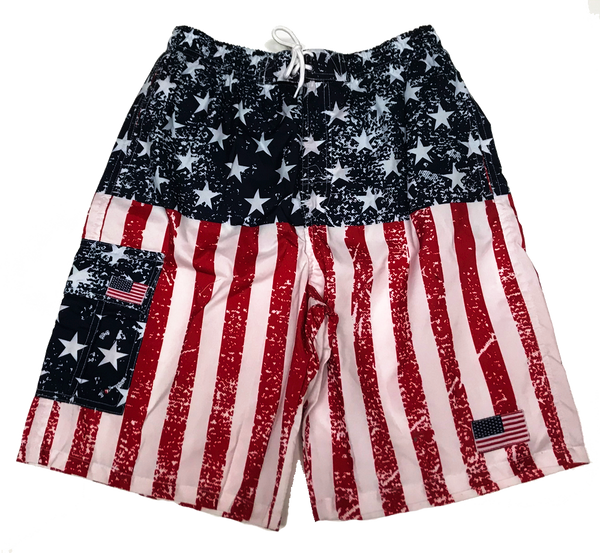 Swimwear Mens Americana Swim Trunks, Varied Styles Red-White-Blue
