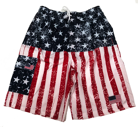 Swimwear Mens Americana Swim Trunks, Varied Styles Red-White-Blue