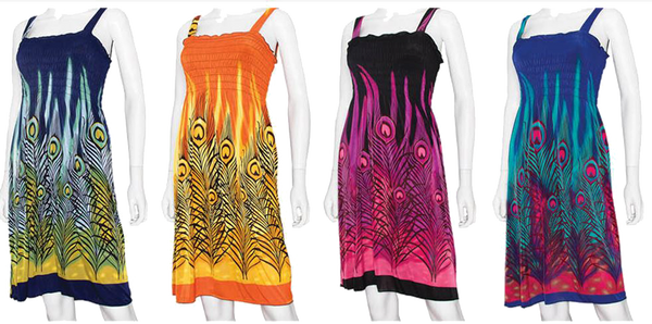 Swimwear Ladies Cover-up Peacock Feather Strap Tube Top Cover-up & Dress