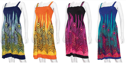 Swimwear Ladies Cover-up Peacock Feather Strap Tube Top Cover-up & Dress