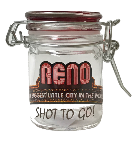 Souvenir Shot Glass Reno, Nevada, Biggest Little City in the World, Stash Jar Shot Glass